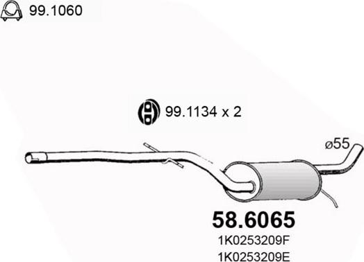 ASSO 58.6065 - Середній глушник вихлопних газів autozip.com.ua