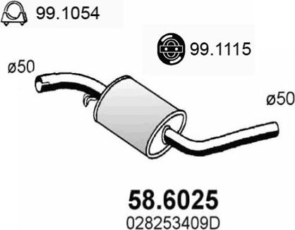 ASSO 58.6025 - Середній глушник вихлопних газів autozip.com.ua