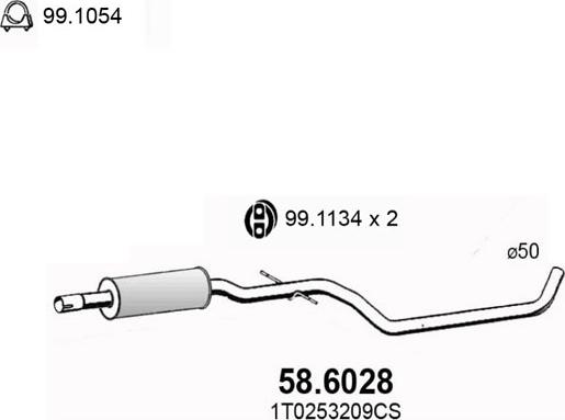 ASSO 58.6028 - Середній глушник вихлопних газів autozip.com.ua