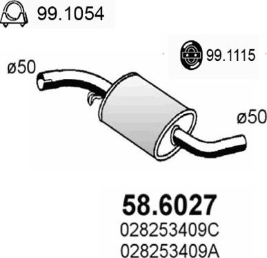 ASSO 58.6027 - Середній глушник вихлопних газів autozip.com.ua