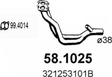 ASSO 58.1025 - Труба вихлопного газу autozip.com.ua