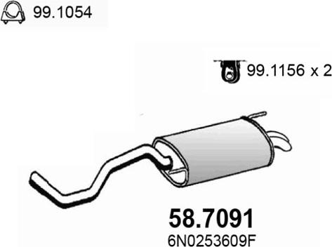 ASSO 58.7091 - Глушник вихлопних газів кінцевий autozip.com.ua