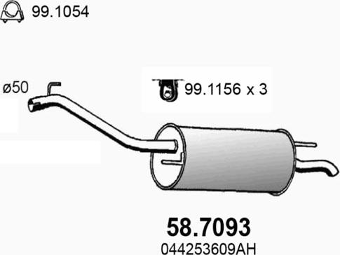 ASSO 58.7093 - Глушник вихлопних газів кінцевий autozip.com.ua
