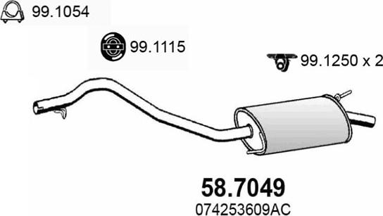 ASSO 58.7049 - Глушник вихлопних газів кінцевий autozip.com.ua