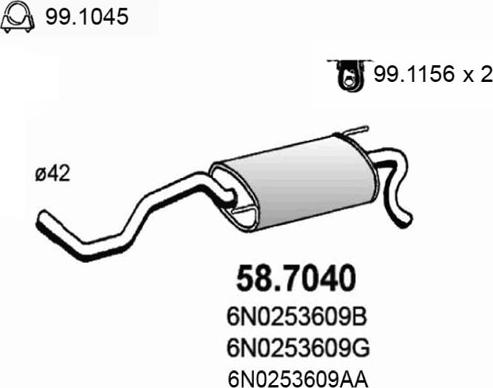 ASSO 58.7040 - Глушник вихлопних газів кінцевий autozip.com.ua