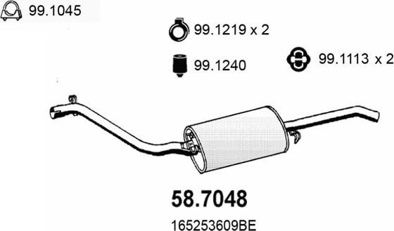ASSO 58.7048 - Глушник вихлопних газів кінцевий autozip.com.ua