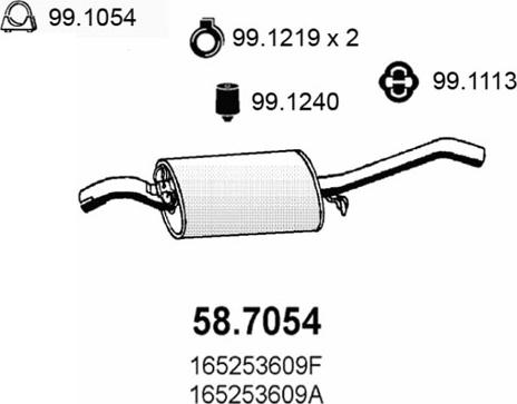 ASSO 58.7054 - Глушник вихлопних газів кінцевий autozip.com.ua