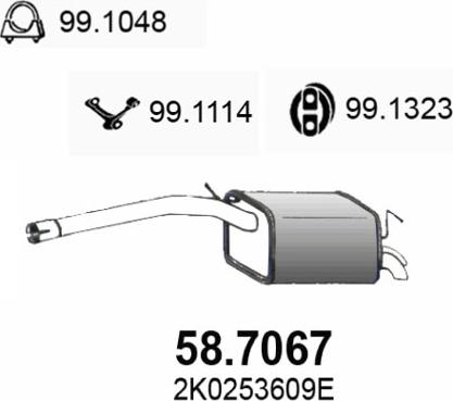 ASSO 58.7067 - Глушник вихлопних газів кінцевий autozip.com.ua