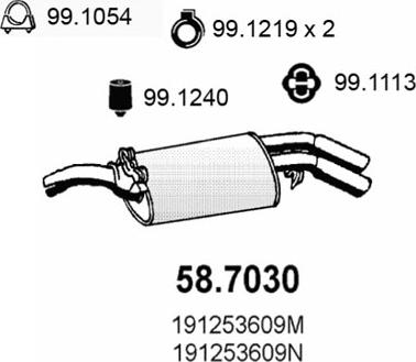 ASSO 58.7030 - Глушник вихлопних газів кінцевий autozip.com.ua