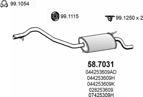 ASSO 58.7031 - Глушник вихлопних газів кінцевий autozip.com.ua