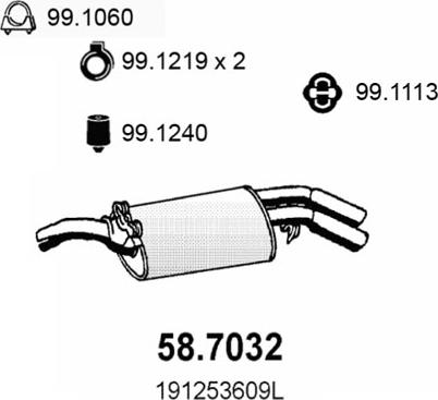 ASSO 58.7032 - Глушник вихлопних газів кінцевий autozip.com.ua