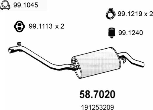 ASSO 58.7020 - Глушник вихлопних газів кінцевий autozip.com.ua