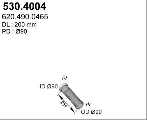 ASSO 530.4004 - Гофрована труба вихлопна система autozip.com.ua