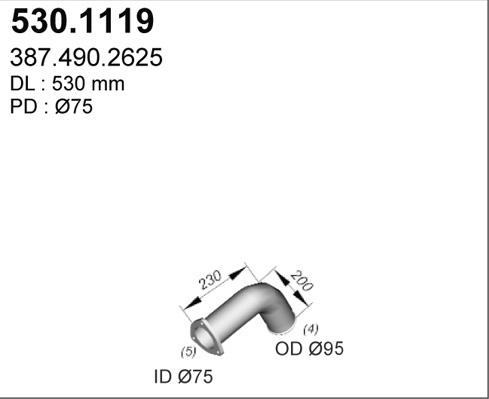 ASSO 530.1119 - Труба вихлопного газу autozip.com.ua