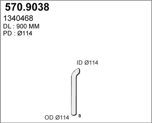 ASSO 570.9038 - Труба вихлопного газу autozip.com.ua