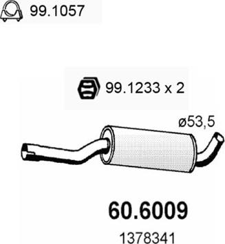 ASSO 60.6009 - Середній глушник вихлопних газів autozip.com.ua