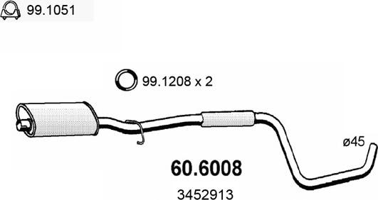 ASSO 60.6008 - Середній глушник вихлопних газів autozip.com.ua