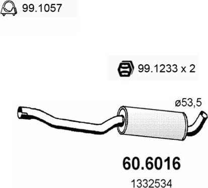ASSO 60.6016 - Середній глушник вихлопних газів autozip.com.ua
