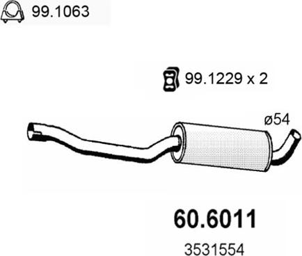ASSO 60.6011 - Середній глушник вихлопних газів autozip.com.ua