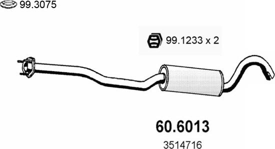ASSO 60.6013 - Середній глушник вихлопних газів autozip.com.ua