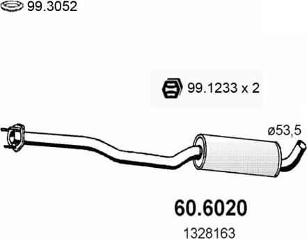 ASSO 60.6020 - Середній глушник вихлопних газів autozip.com.ua