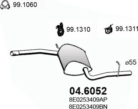 ASSO 04.6052 - Середній глушник вихлопних газів autozip.com.ua