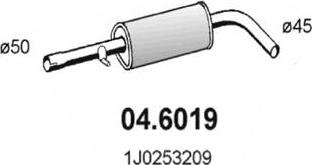 ASSO 04.6019 - Середній глушник вихлопних газів autozip.com.ua
