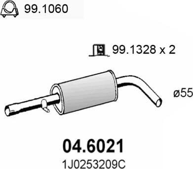 ASSO 04.6021 - Середній глушник вихлопних газів autozip.com.ua