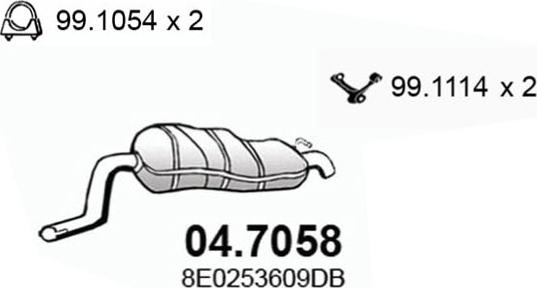 ASSO 04.7058 - Глушник вихлопних газів кінцевий autozip.com.ua