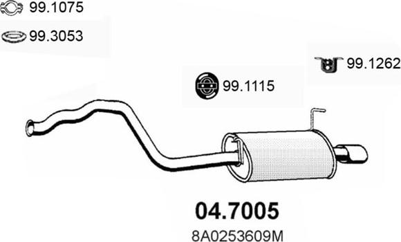 ASSO 04.7005 - Глушник вихлопних газів кінцевий autozip.com.ua