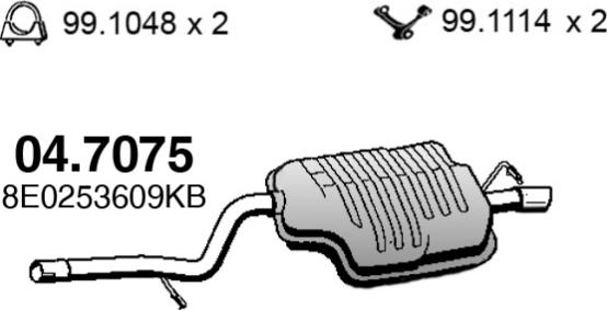 ASSO 04.7075 - Глушник вихлопних газів кінцевий autozip.com.ua