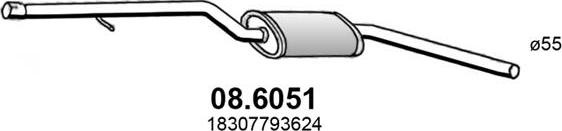 ASSO 08.6051 - Середній глушник вихлопних газів autozip.com.ua