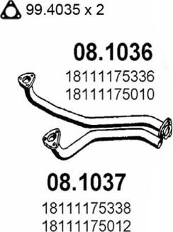 ASSO 08.1036 - Труба вихлопного газу autozip.com.ua