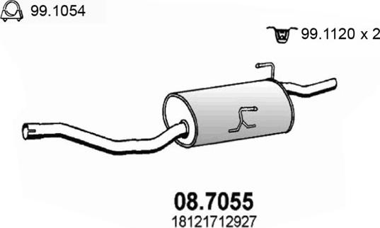 ASSO 08.7055 - Глушник вихлопних газів кінцевий autozip.com.ua