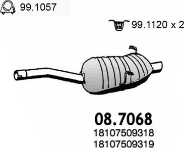ASSO 08.7068 - Глушник вихлопних газів кінцевий autozip.com.ua