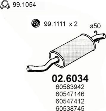 ASSO 02.6034 - Середній глушник вихлопних газів autozip.com.ua