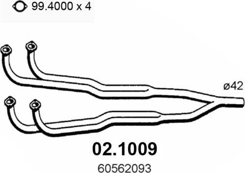 ASSO 02.1009 - Труба вихлопного газу autozip.com.ua