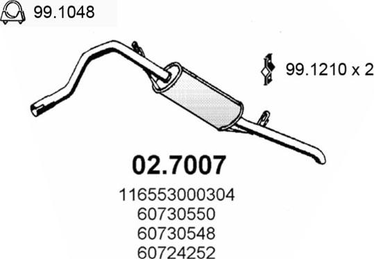 ASSO 02.7007 - Глушник вихлопних газів кінцевий autozip.com.ua