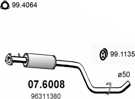 ASSO 07.6008 - Середній глушник вихлопних газів autozip.com.ua