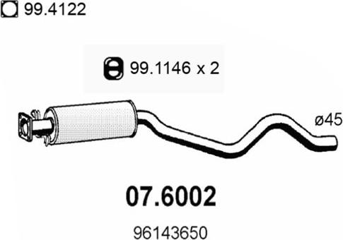 ASSO 07.6002 - Середній глушник вихлопних газів autozip.com.ua