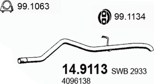 ASSO 14.9113 - Труба вихлопного газу autozip.com.ua