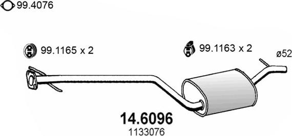 ASSO 14.6096 - Середній глушник вихлопних газів autozip.com.ua