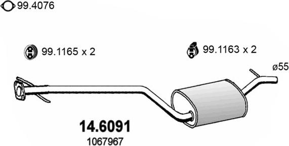 ASSO 14.6091 - Середній глушник вихлопних газів autozip.com.ua