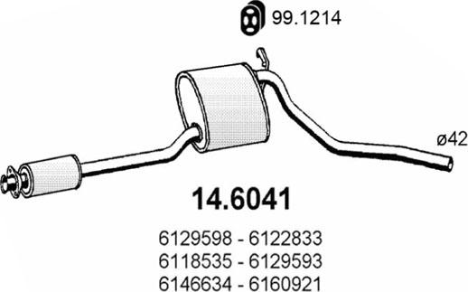 ASSO 14.6041 - Середній глушник вихлопних газів autozip.com.ua