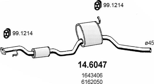 ASSO 14.6047 - Середній глушник вихлопних газів autozip.com.ua
