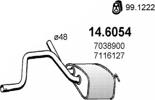 ASSO 14.6054 - Середній глушник вихлопних газів autozip.com.ua