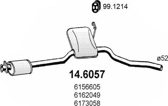 ASSO 14.6057 - Середній глушник вихлопних газів autozip.com.ua