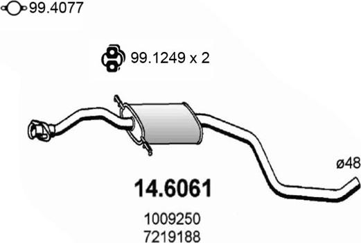 ASSO 14.6061 - Середній глушник вихлопних газів autozip.com.ua