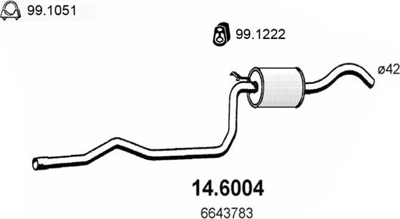 ASSO 14.6004 - Середній глушник вихлопних газів autozip.com.ua