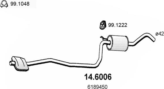 ASSO 14.6006 - Середній глушник вихлопних газів autozip.com.ua